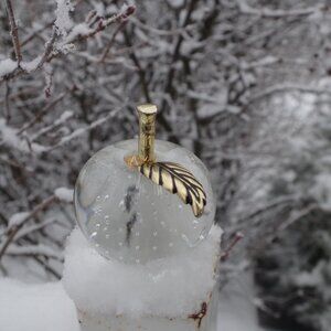 Vintage Bubble Crystal Apple Glass Paper Weight